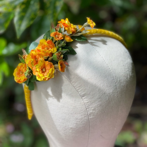 Yellow Orange Wild Rose Headband - Picture 2 of 16